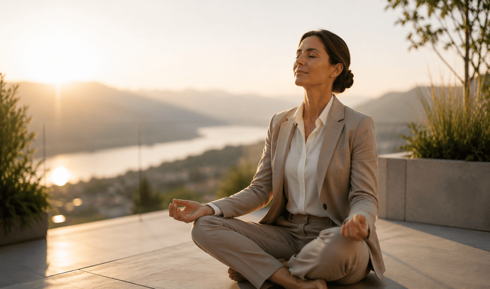 Woman relaxing outside sunshine